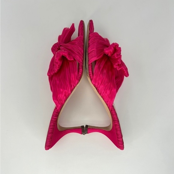Loeffler Randall Eugenia Pleated Bow High Heel Mule Sandals in Fuchsia Pink, 7 - Picture 7 of 11